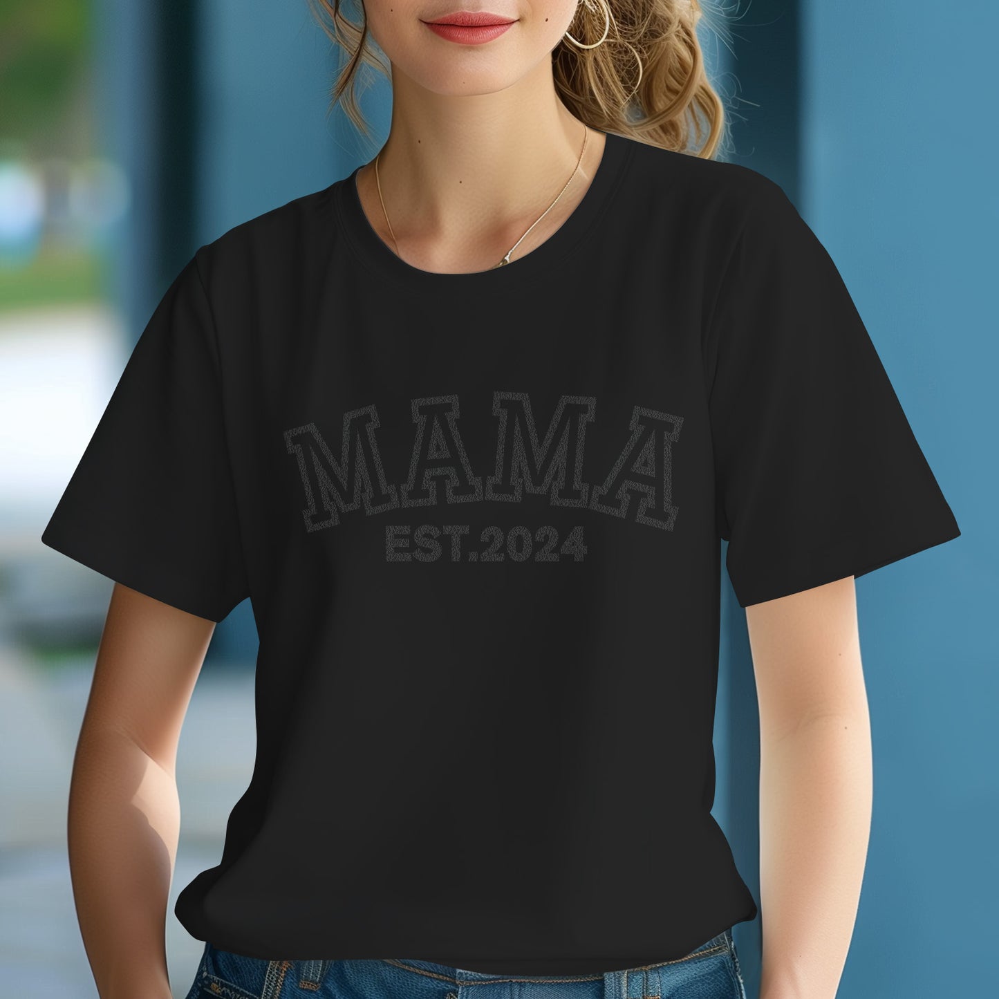 Custom Puff Print Mama T-shirt EST 2024 T-shirt Mother's Day Gift