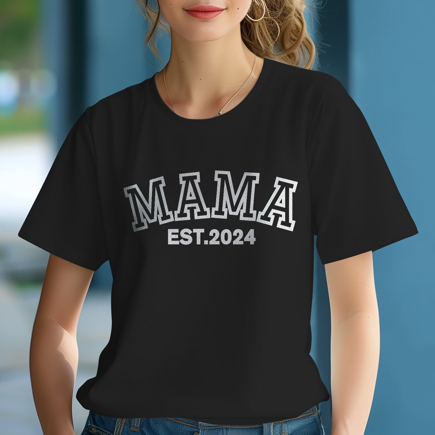 Custom Puff Print Mama T-shirt EST 2024 T-shirt Mother's Day Gift