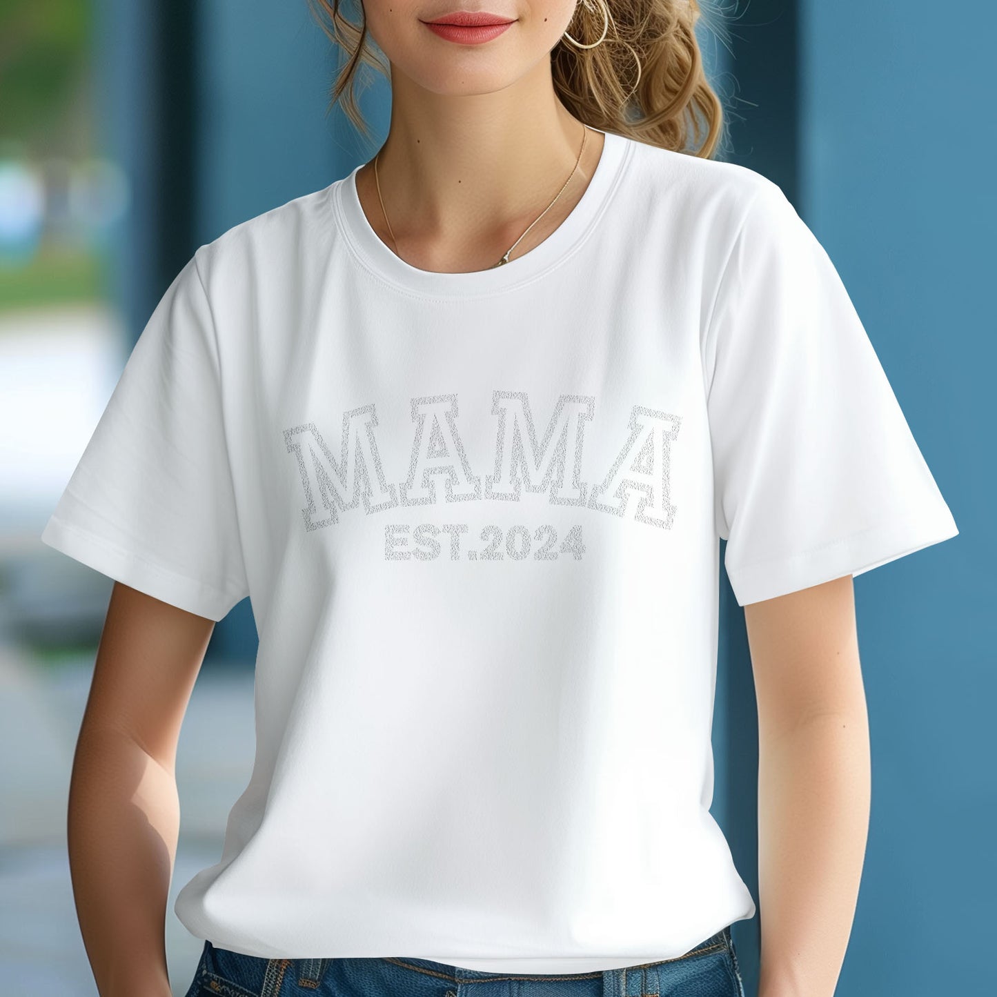 Custom Puff Print Mama T-shirt EST 2024 T-shirt Mother's Day Gift