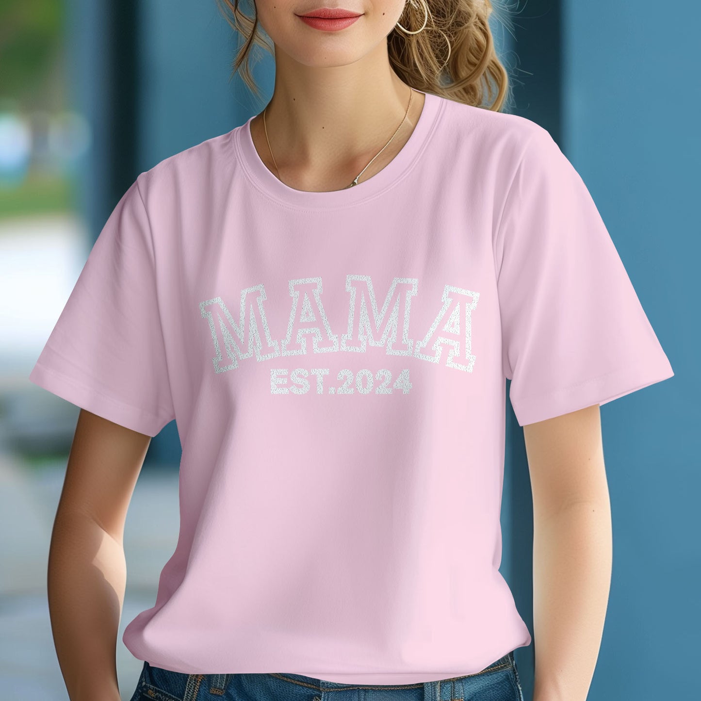 Custom Puff Print Mama T-shirt EST 2024 T-shirt Mother's Day Gift