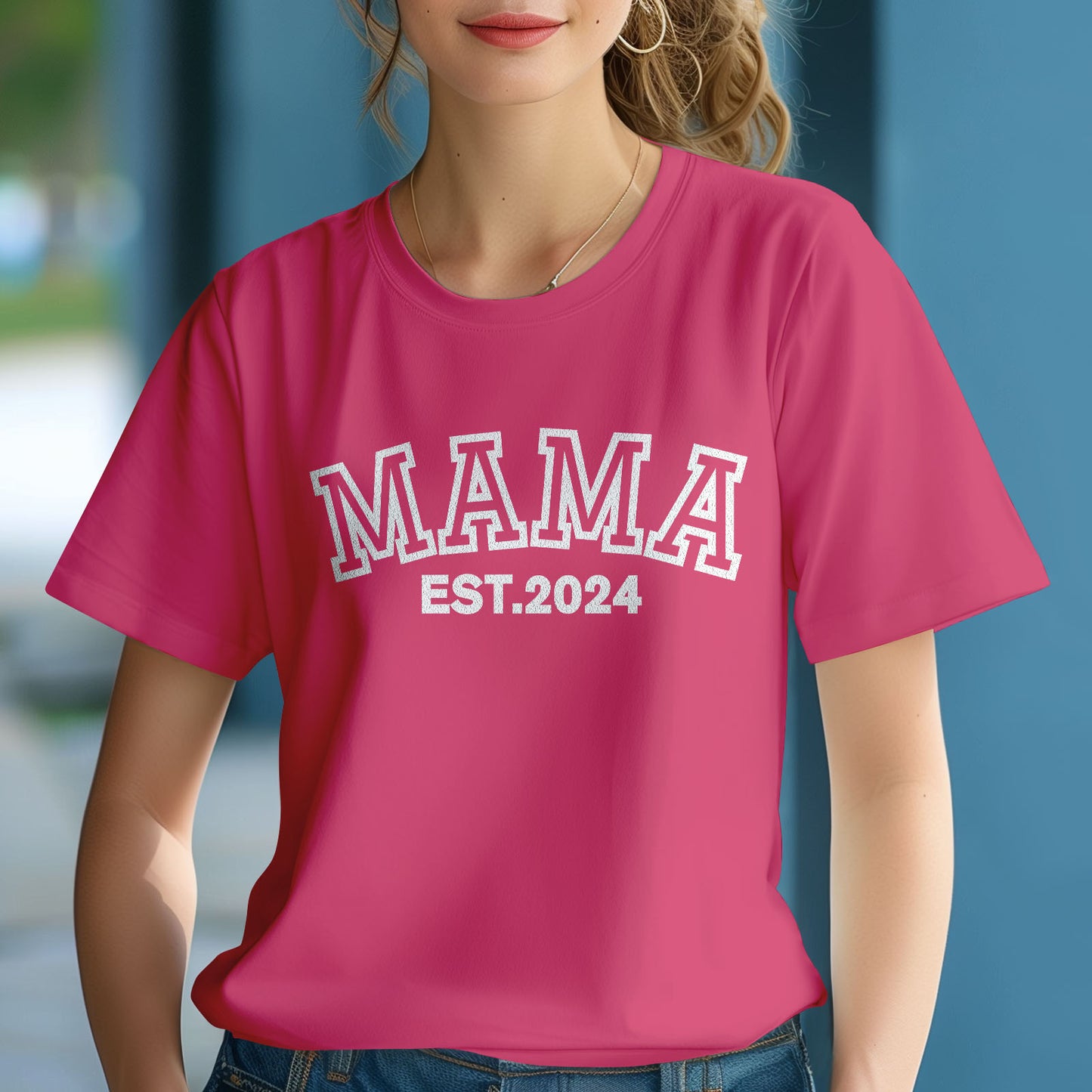 Custom Puff Print Mama T-shirt EST 2024 T-shirt Mother's Day Gift