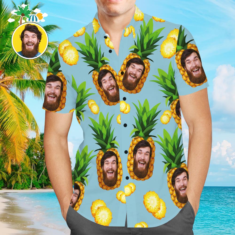 Custom Hawaiian Shirts Blue Funny Pineapple Online Preview Personalized Aloha Beach Shirt For Men