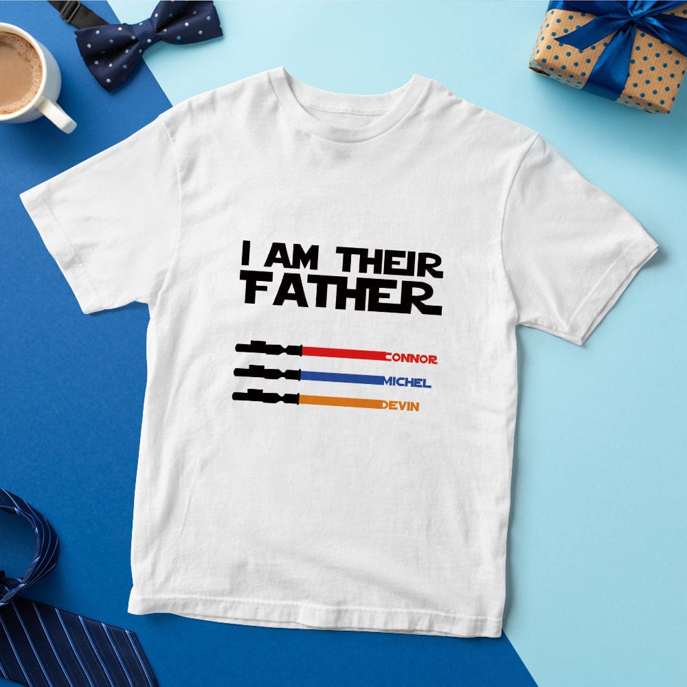 Personalized I Am Their Father T-shirt Custom Name Light Saber T-shirt Father's Day Gifts