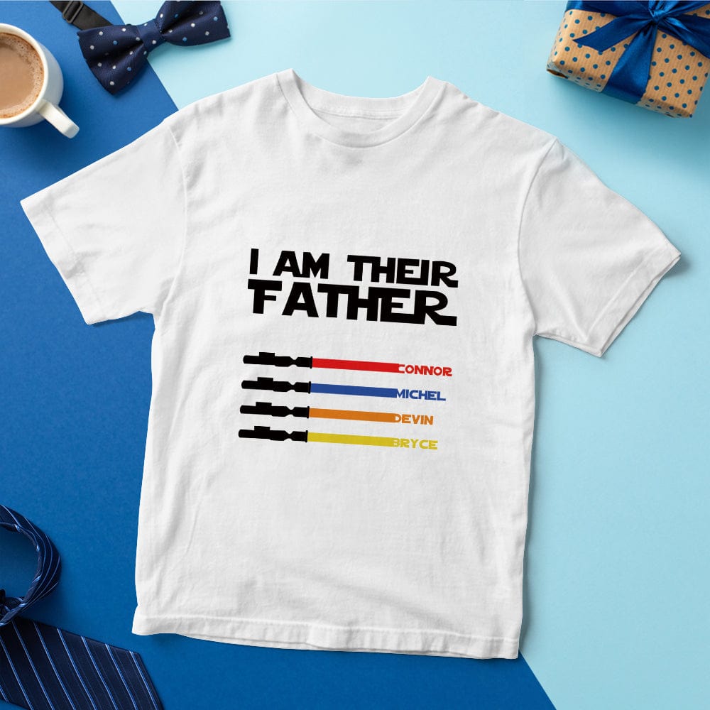 Personalized I Am Their Father T-shirt Custom Name Light Saber T-shirt Father's Day Gifts