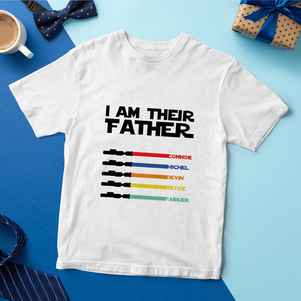 Personalized I Am Their Father T-shirt Custom Name Light Saber T-shirt Father's Day Gifts