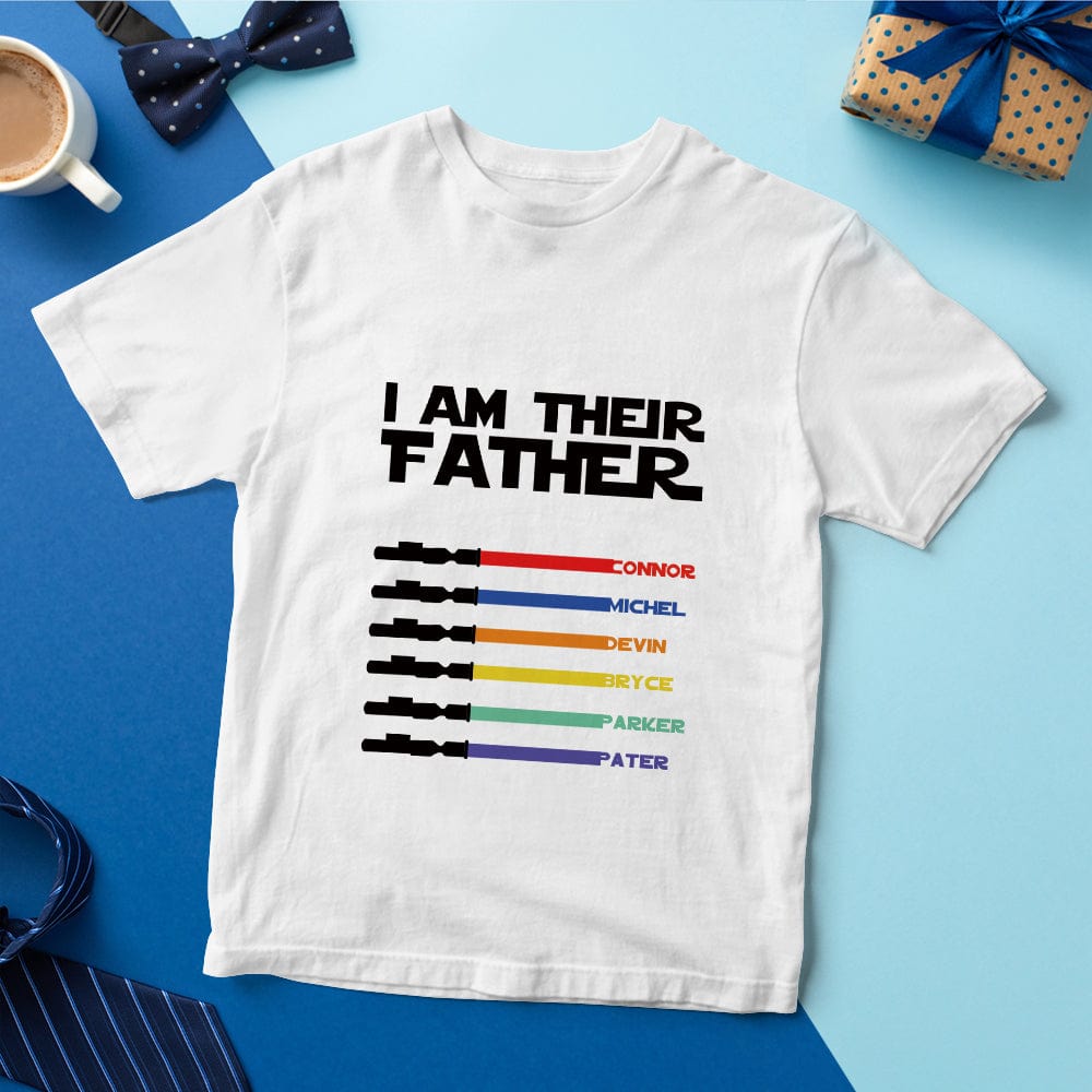 Personalized I Am Their Father T-shirt Custom Name Light Saber T-shirt Father's Day Gifts