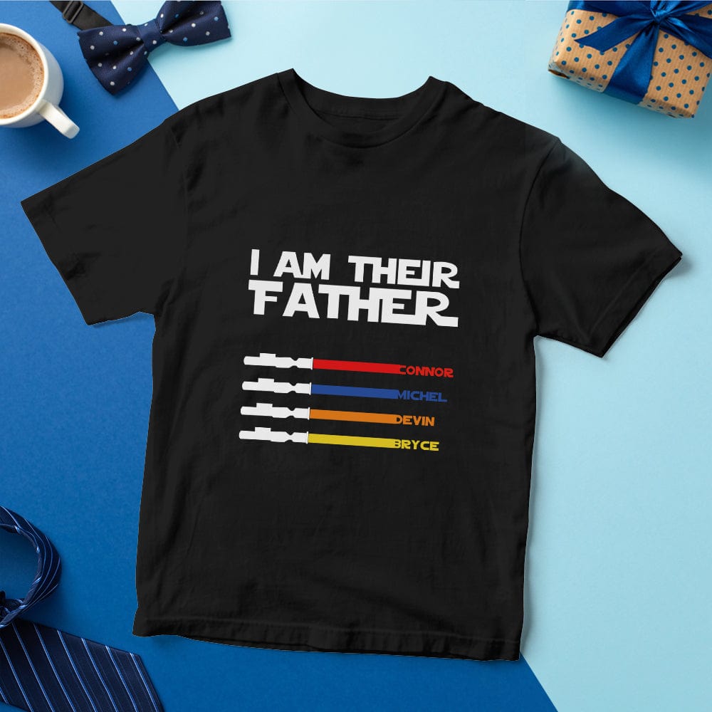 Personalized I Am Their Father T-shirt Custom Name Light Saber T-shirt Father's Day Gifts