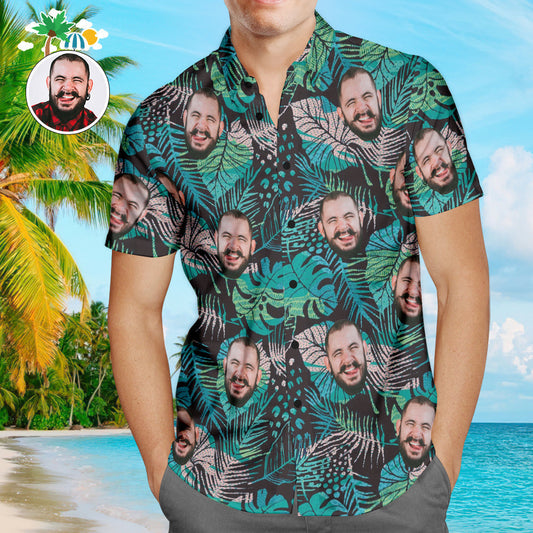 Custom Hawaiian Shirts Muti-face Design Summer Leaves Online Preview Personalized Aloha Beach Shirt For Men