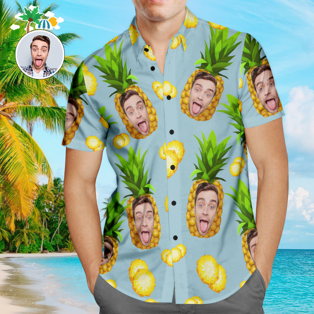 Custom Hawaiian Shirts Blue Funny Pineapple Online Preview Personalized Aloha Beach Shirt For Men