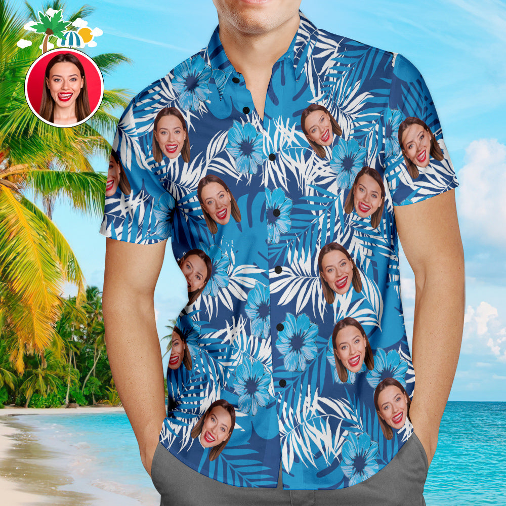 Custom Hawaiian Shirts Flowers and Leaves Design Online Preview Personalized Aloha Beach Shirt For Men