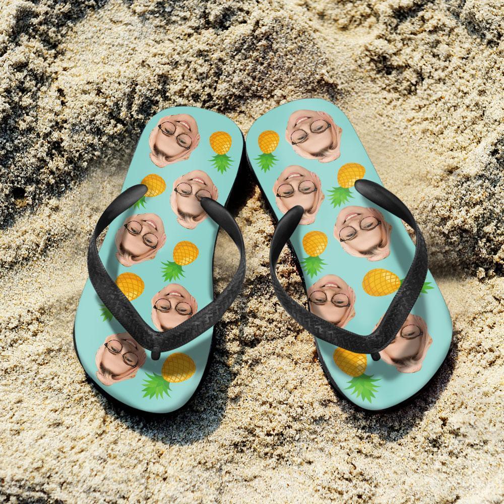 Custom Face Flip Flops Personalized Pineapple Beach Sandal