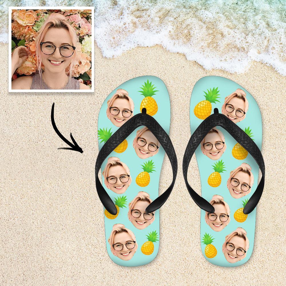 Custom Face Flip Flops Personalized Pineapple Beach Sandal