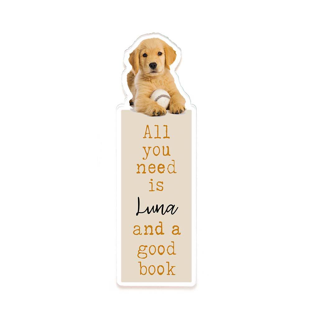 Personalized Acrylic Bookmark with Pet Photo Name Gift for Cat Dog Owner Book Lovers