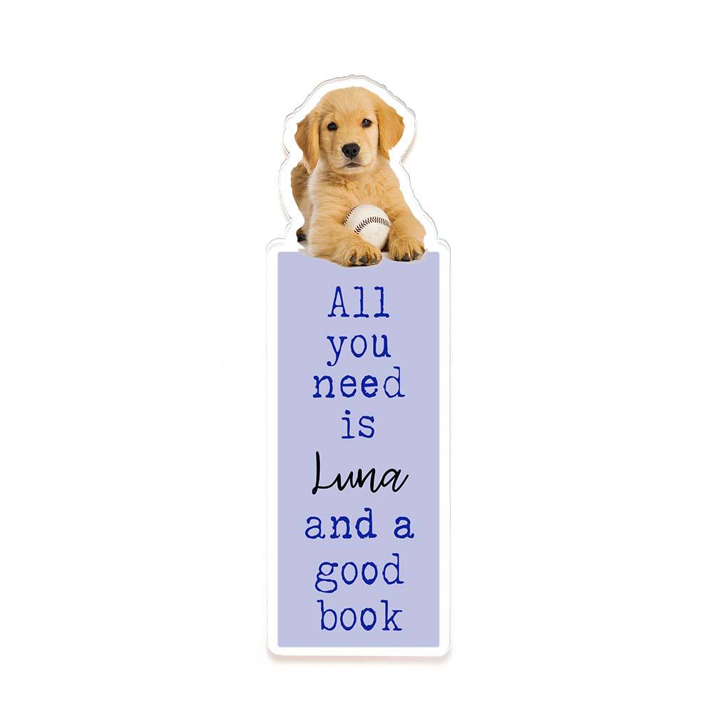 Personalized Acrylic Bookmark with Pet Photo Name Gift for Cat Dog Owner Book Lovers