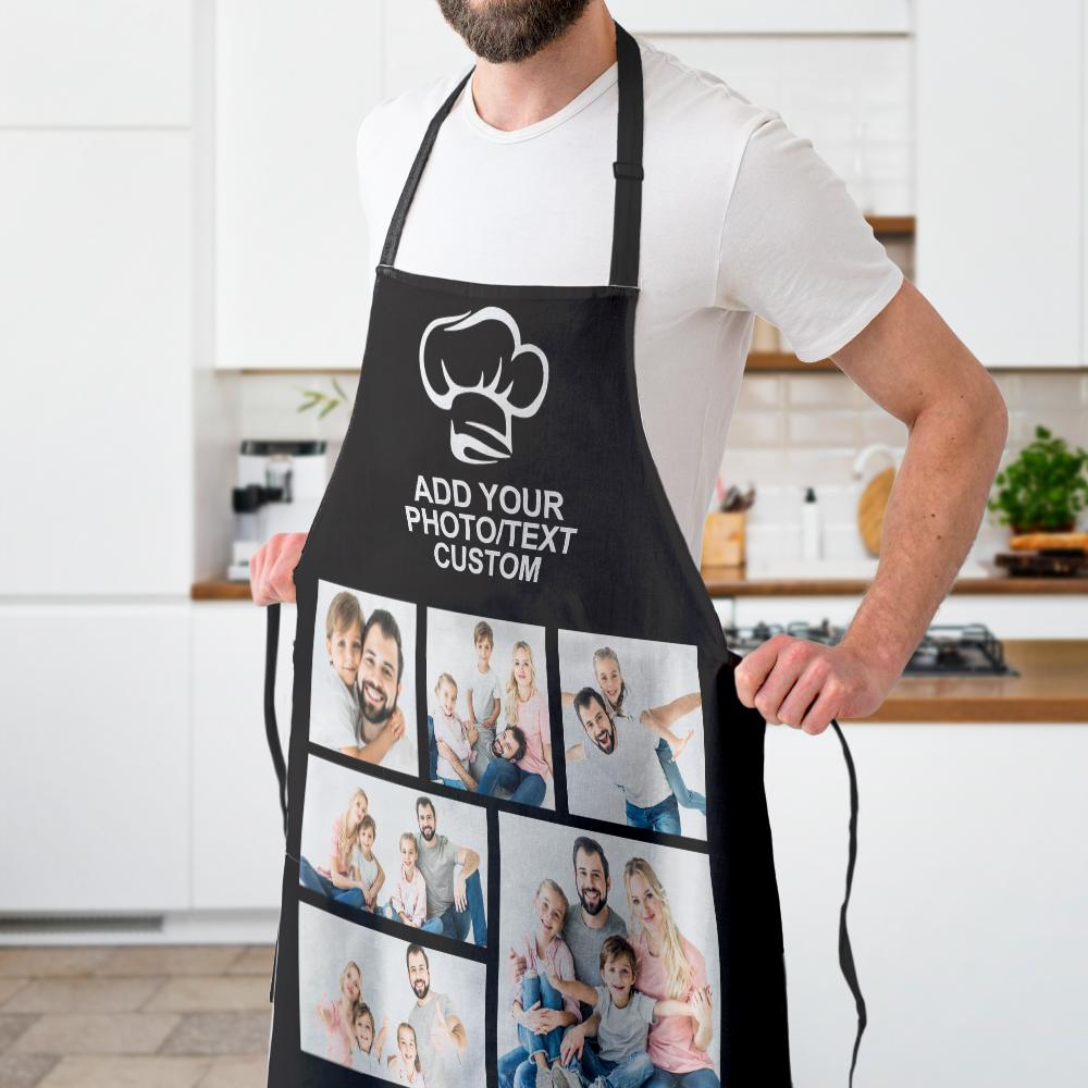 Personalized Photo Apron Custom Text Kitchen Cooking Chef Apron for Men Women