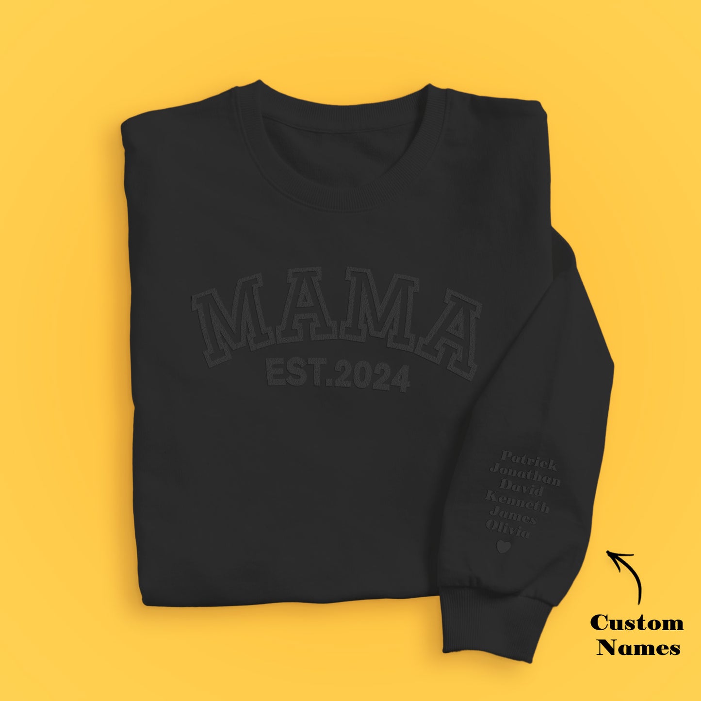 Custom Name Puff Print Mama Sweatshirt EST 2024 Sweatshirt Mother's Day Gift