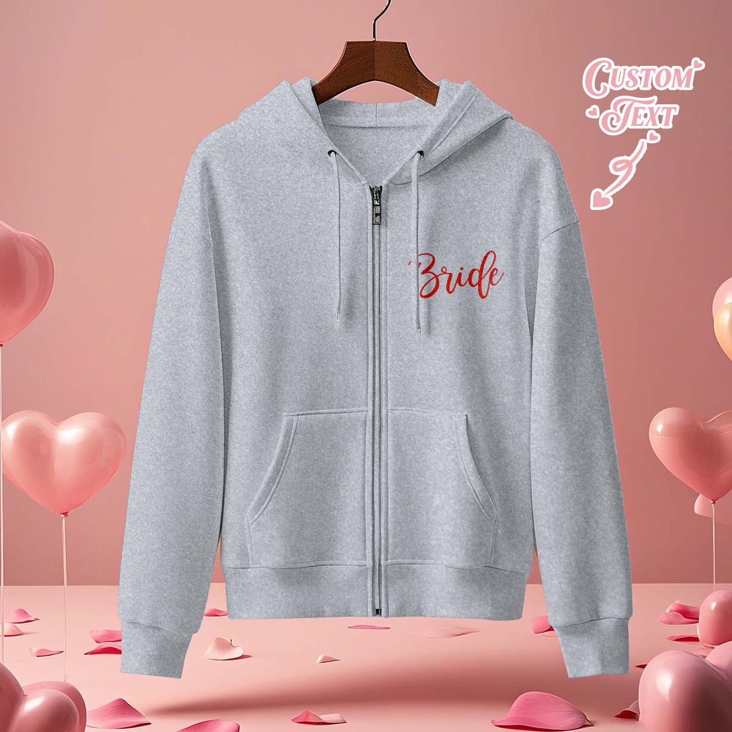 Personalized Mrs Bride Hoodie with Name Zip Up Hoodie Wedding Bridal Shower Gift for Bride