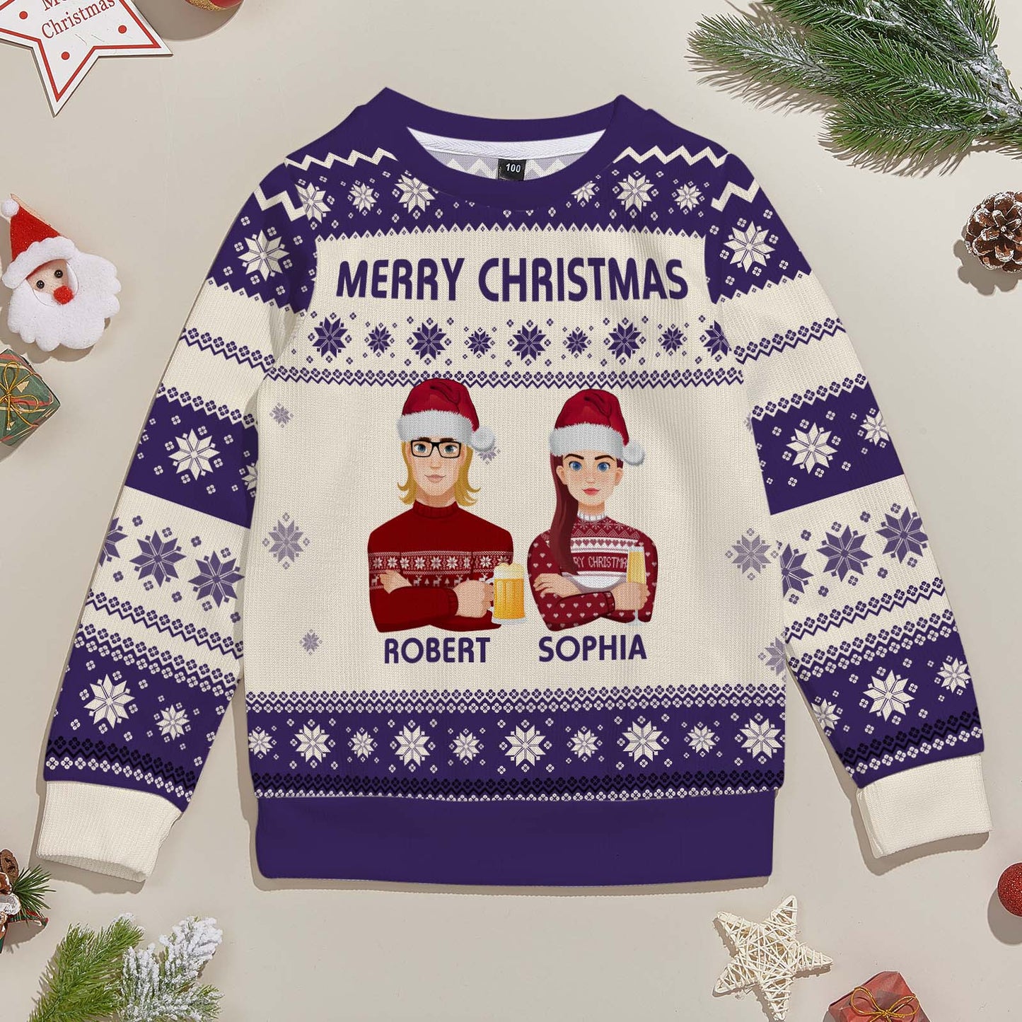 Personalized Christmas Cartoon Ugly Sweater Unisex Sweater Christmas Gift for Kids