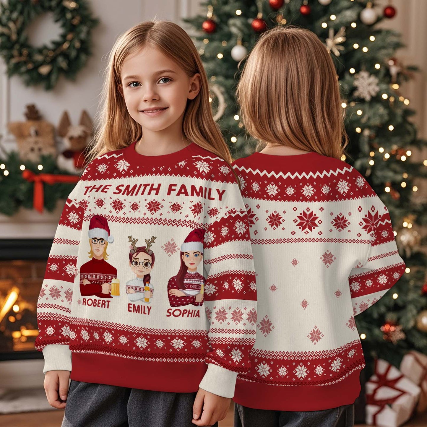 Personalized Christmas Cartoon Ugly Sweater Unisex Sweater Christmas Gift for Kids