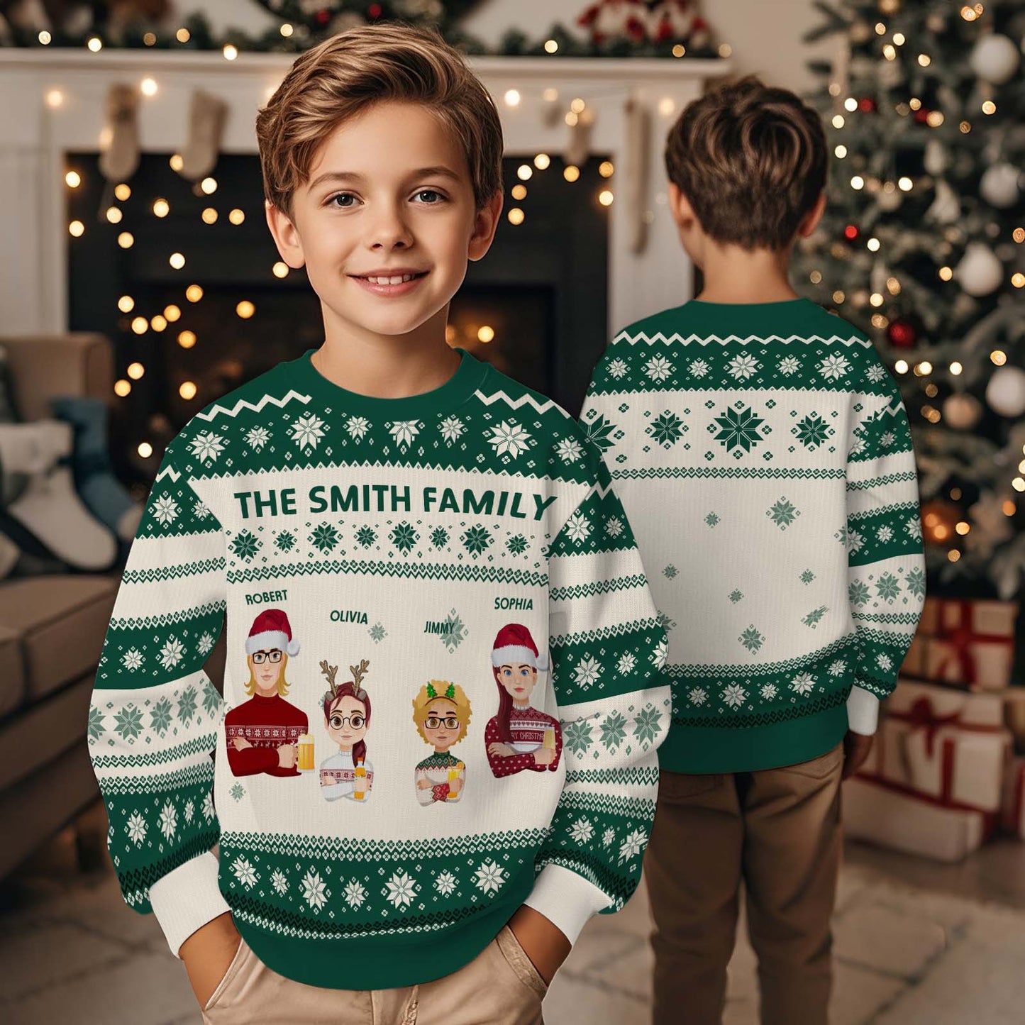 Personalized Christmas Cartoon Ugly Sweater Unisex Sweater Christmas Gift for Kids