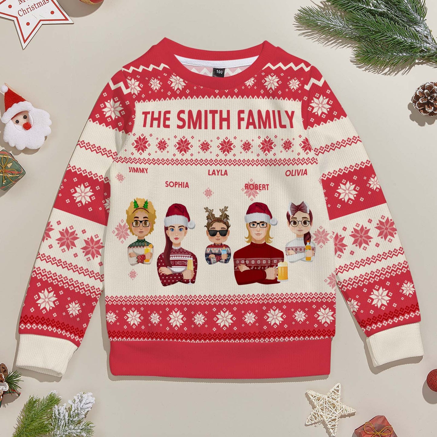 Personalized Christmas Cartoon Ugly Sweater Unisex Sweater Christmas Gift for Kids