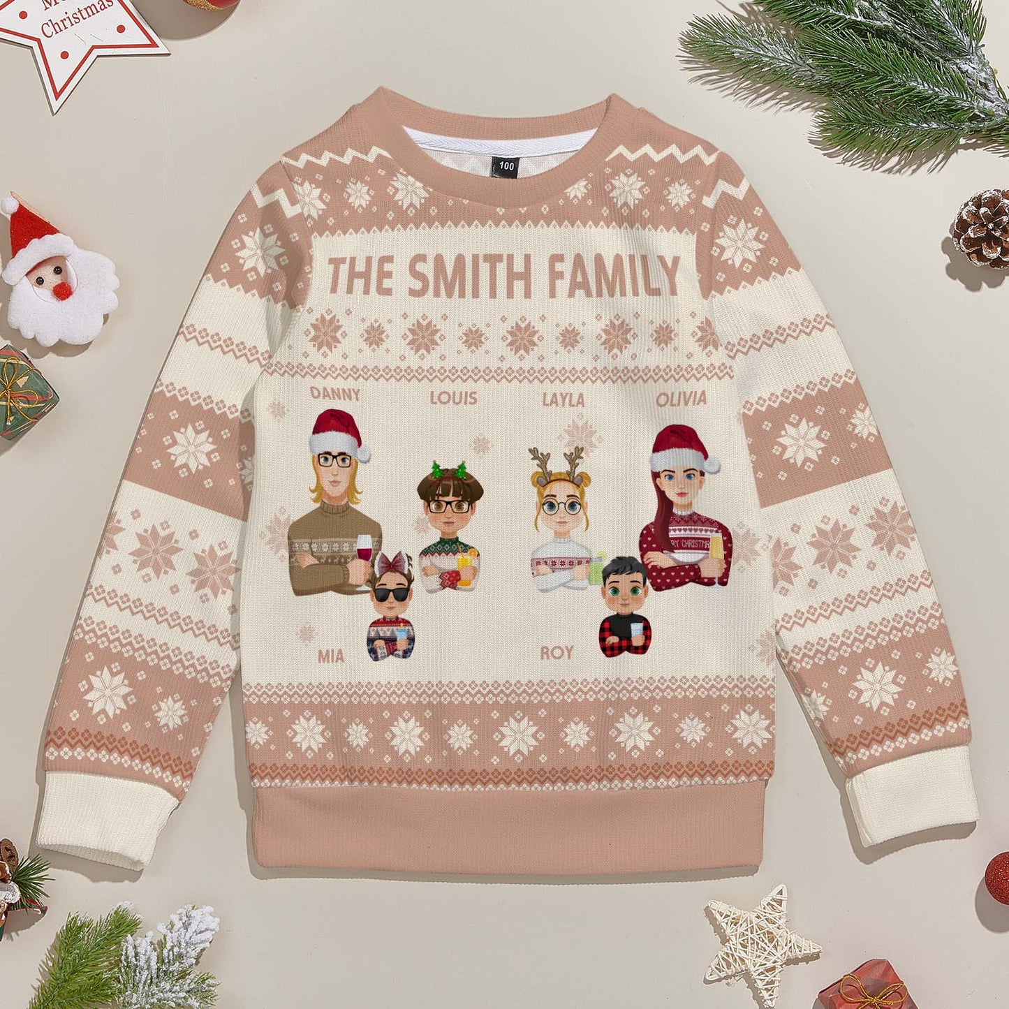 Personalized Christmas Cartoon Ugly Sweater Unisex Sweater Christmas Gift for Kids