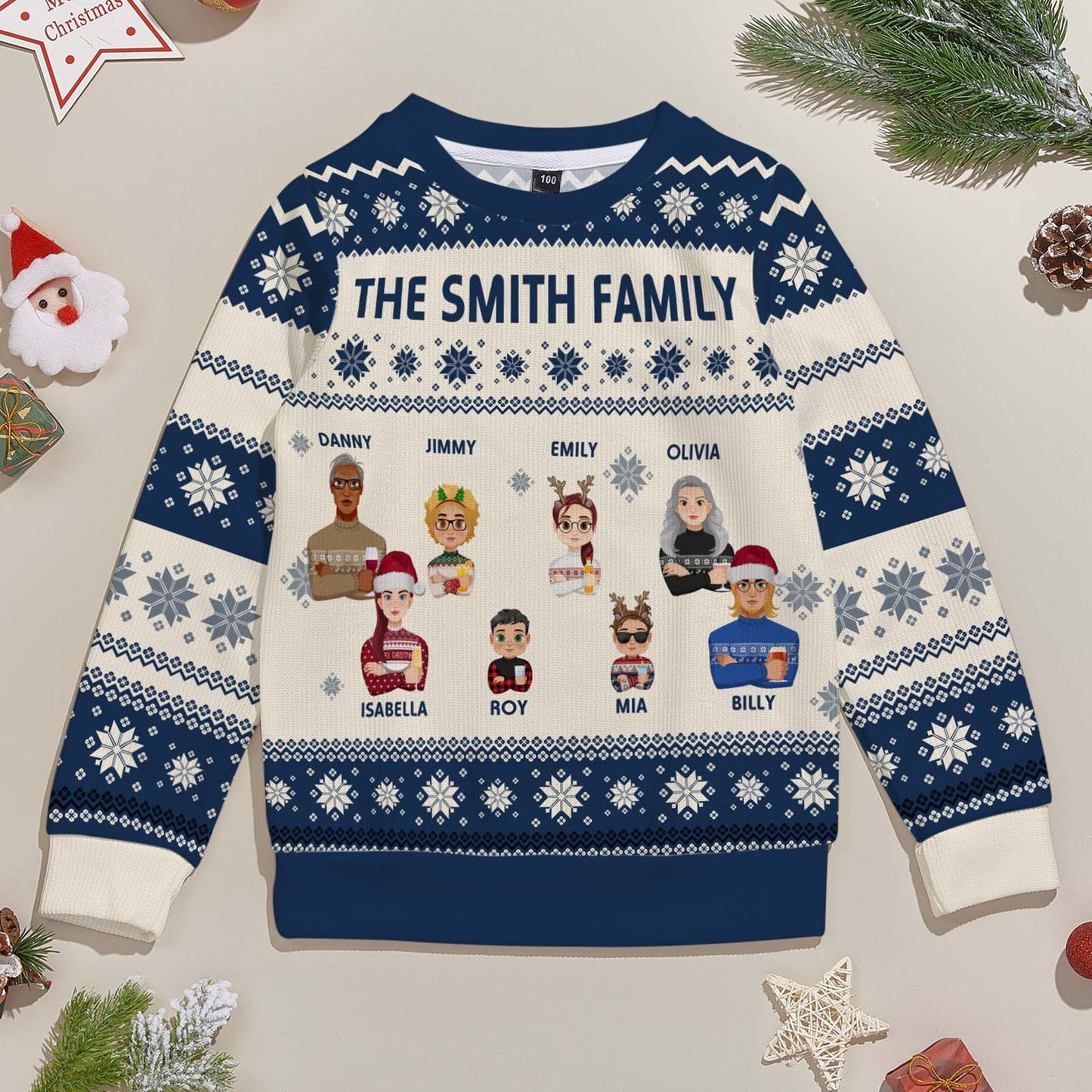 Personalized Christmas Cartoon Ugly Sweater Unisex Sweater Christmas Gift for Kids