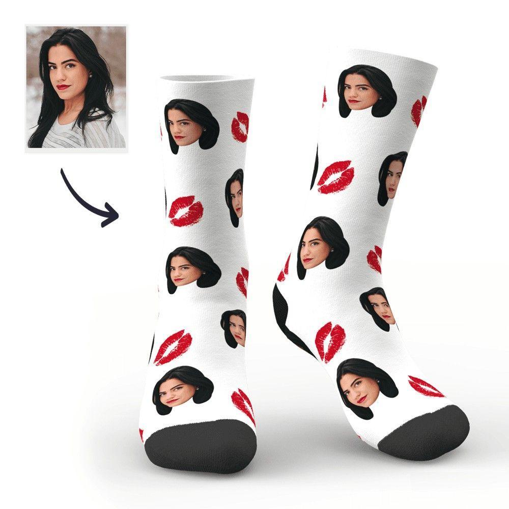 Custom Face Socks Sexy Red Lips Socks for Children and Adults