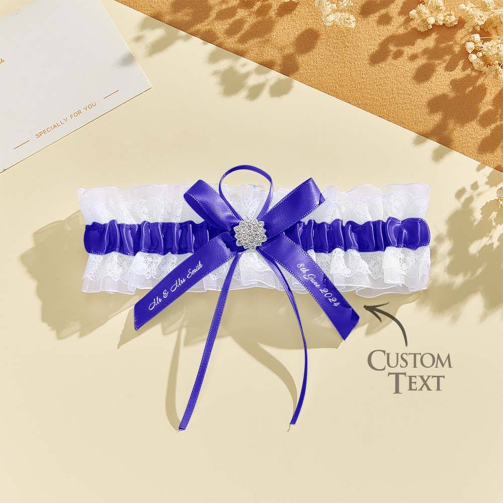 Personalized Wedding Garter with Name and Wedding Date Excellent Gift for the Bride Something Blue