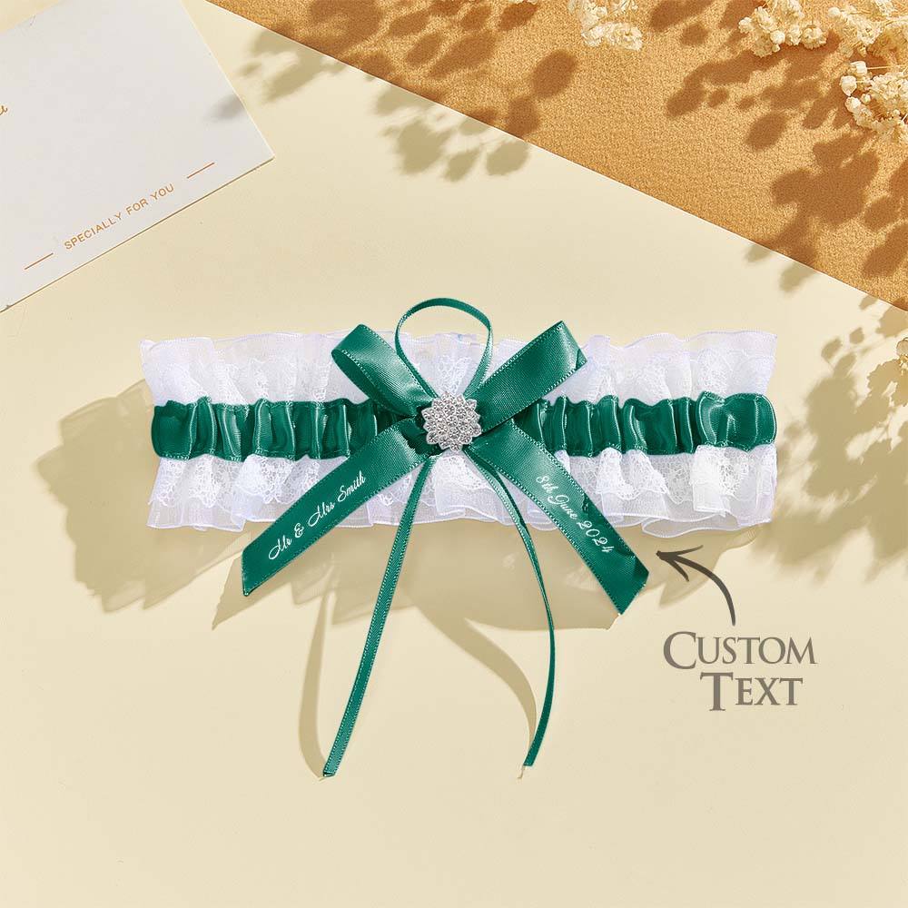 Personalized Wedding Garter with Name and Wedding Date Excellent Gift for the Bride Something Blue