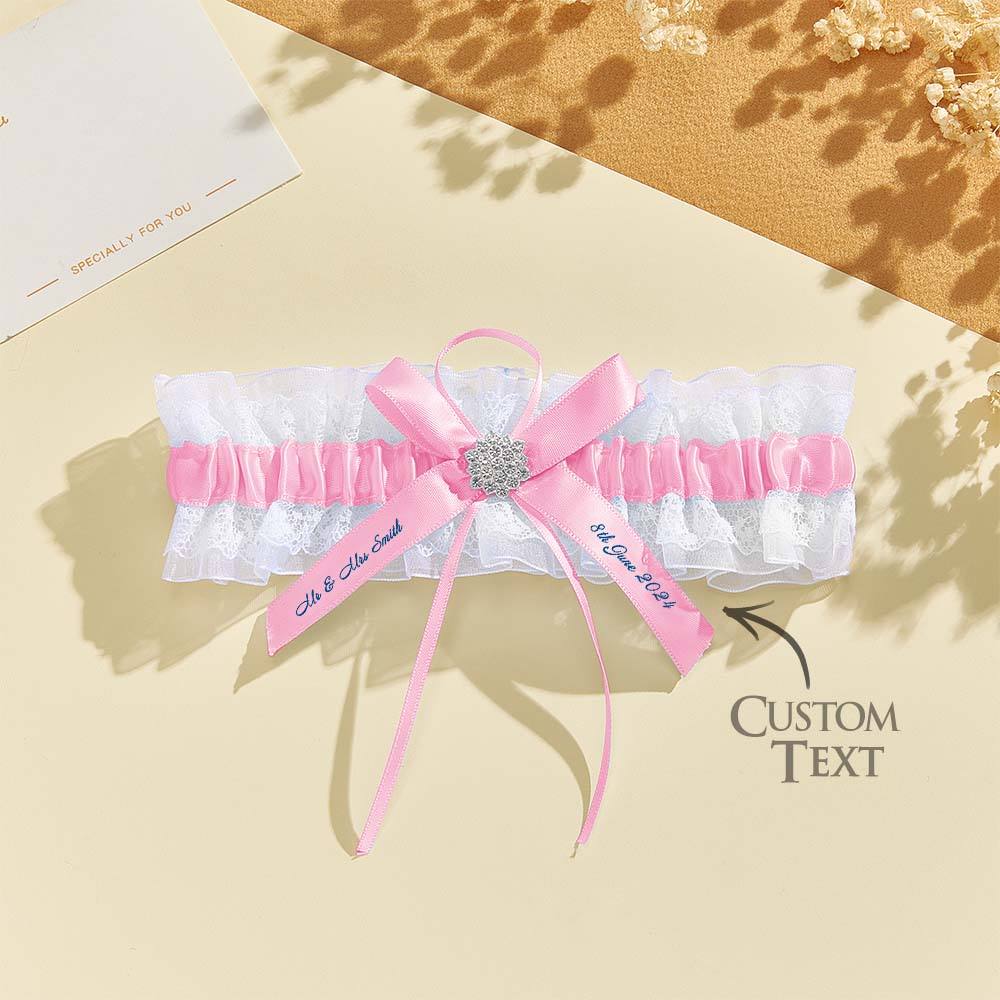 Personalized Wedding Garter with Name and Wedding Date Excellent Gift for the Bride Something Blue