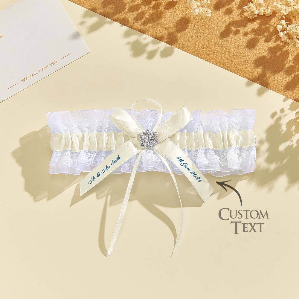 Personalized Wedding Garter with Name and Wedding Date Excellent Gift for the Bride Something Blue