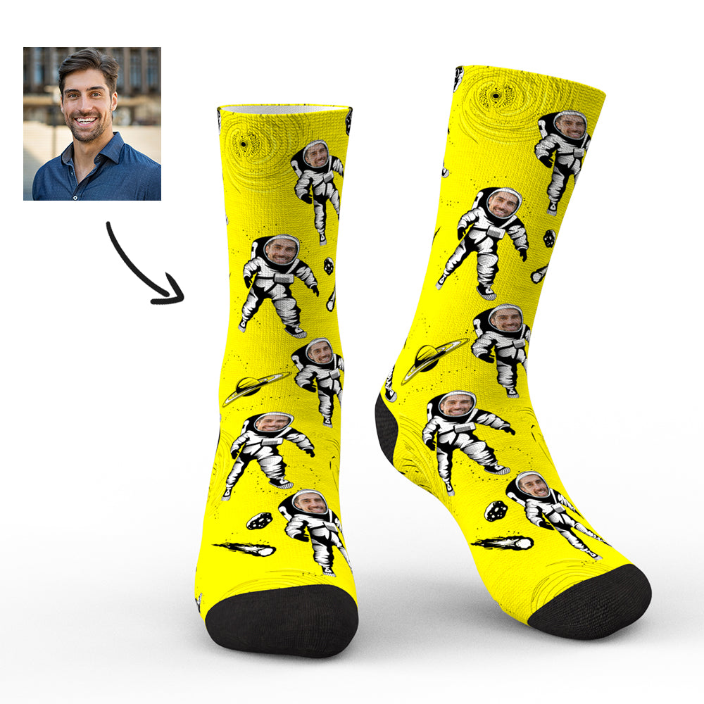 Personalized Astronaut Socks Custom Face Socks with Preview