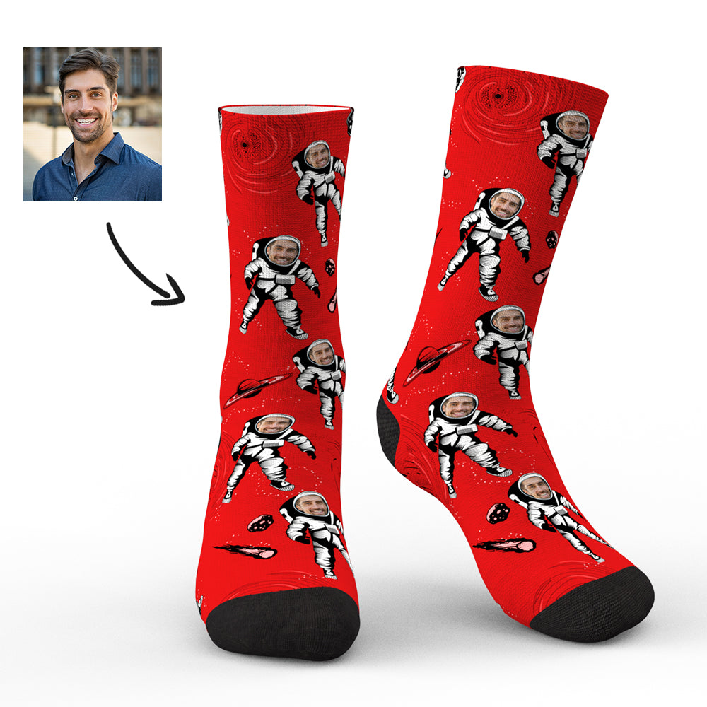 Personalized Astronaut Socks Custom Face Socks with Preview