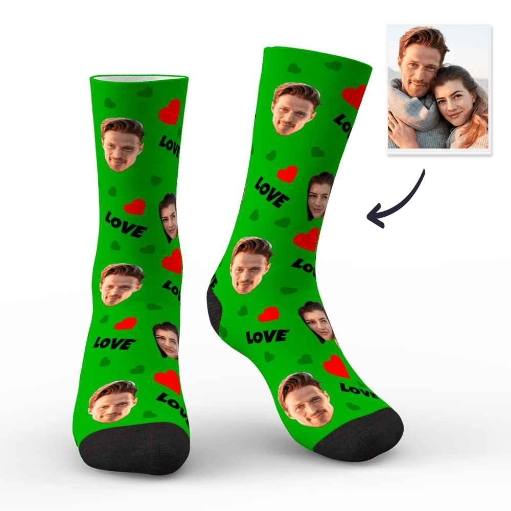 Custom Face Socks Personalized Photo Socks Gift For Family - Love