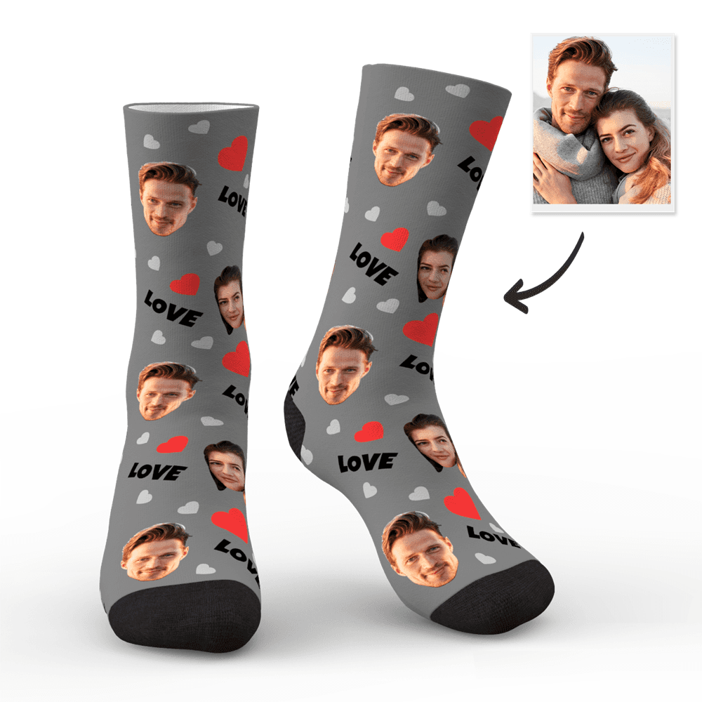 Custom Face Socks Personalized Photo Socks Gift For Family - Love