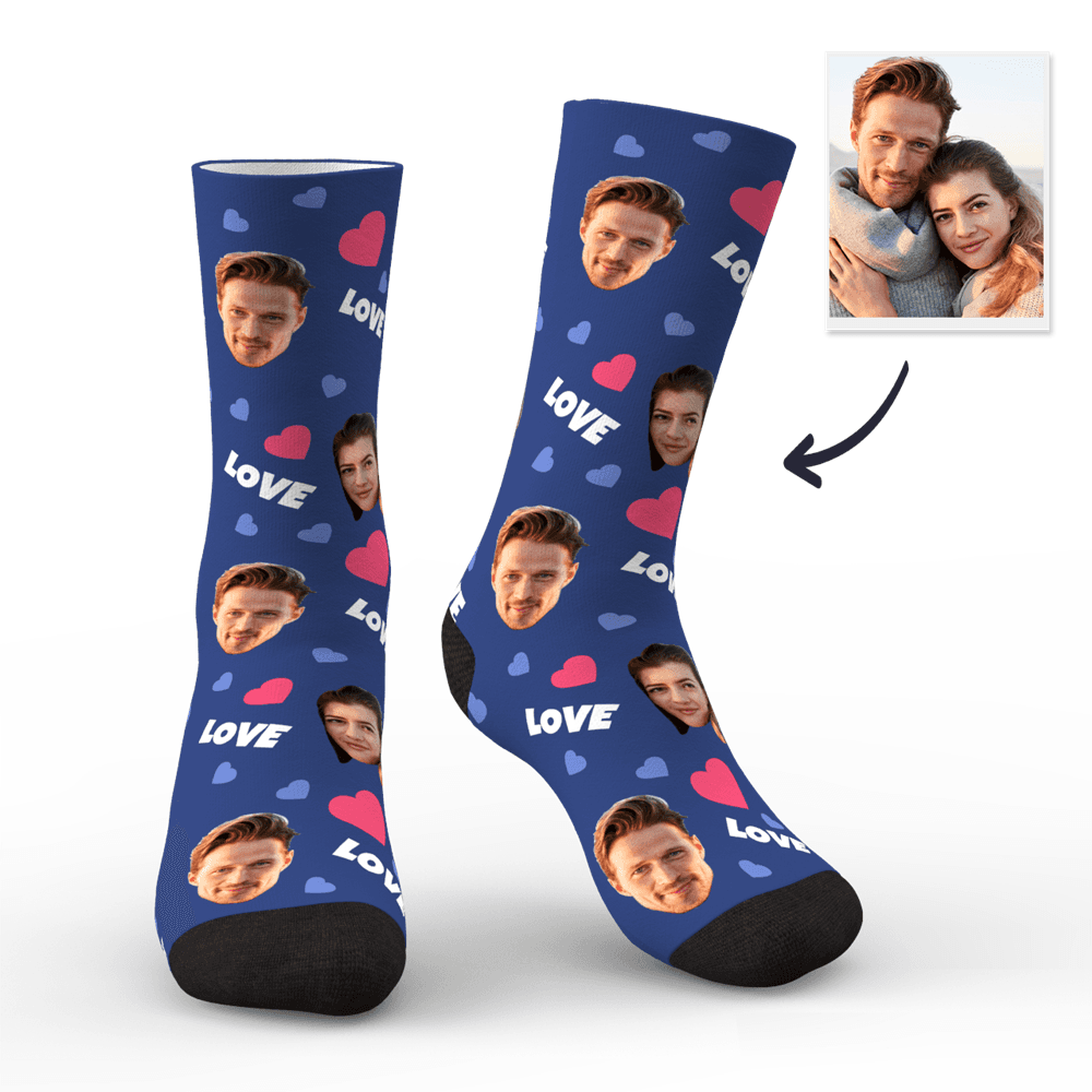 Custom Face Socks Personalized Photo Socks Gift For Family - Love