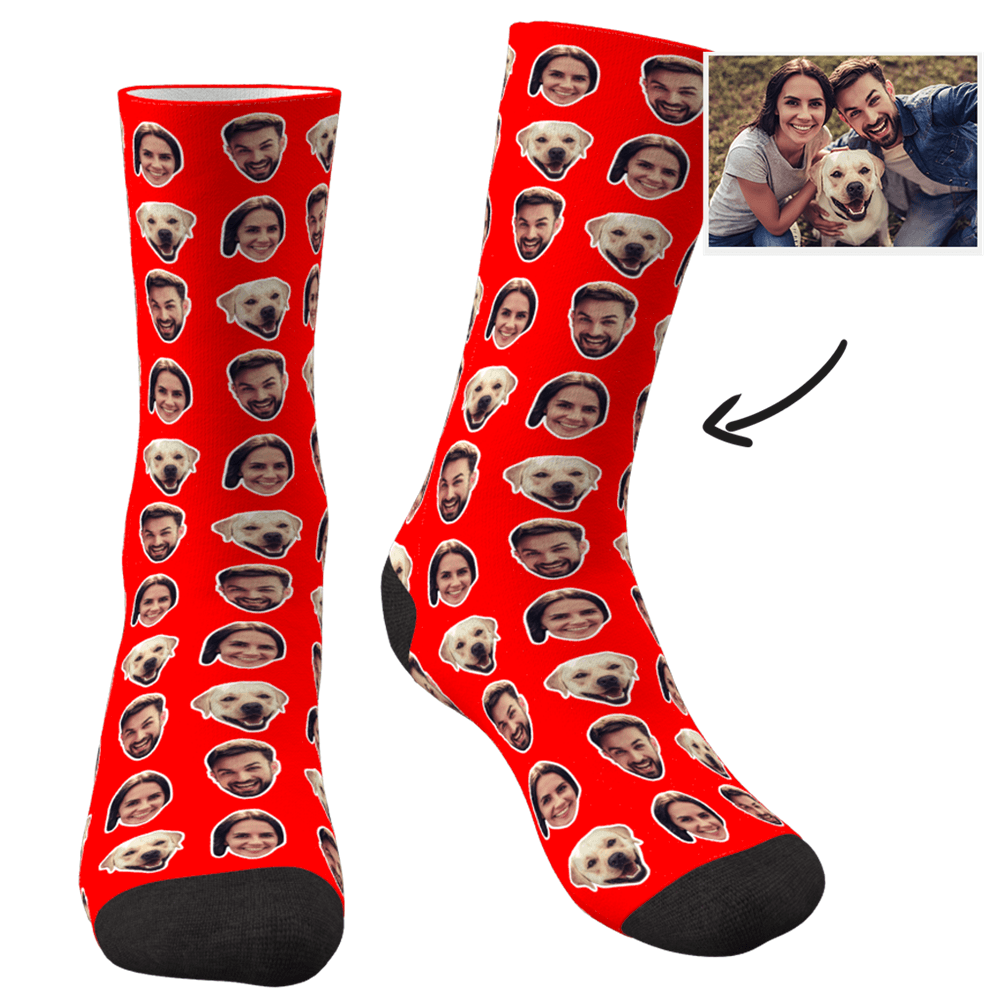 Online Preview Custom Face Socks With Your Photo - Two Faces