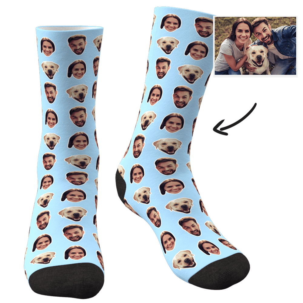 Online Preview Custom Face Socks With Your Photo - Two Faces