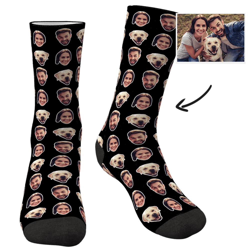 Online Preview Custom Face Socks With Your Photo - Two Faces