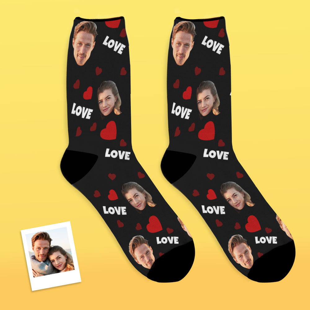 Custom Face Socks Personalized Photo Socks Gift For Family - Love