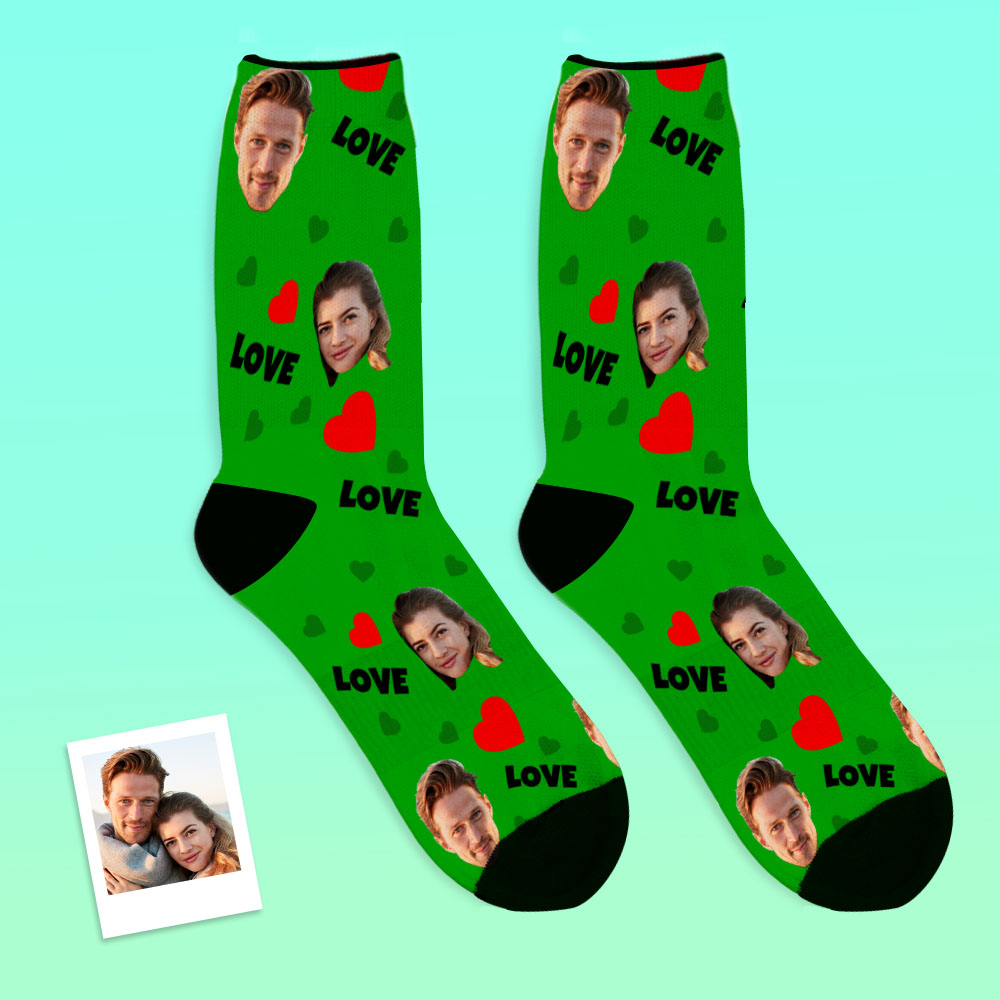 Custom Face Socks Personalized Photo Socks Gift For Family - Love