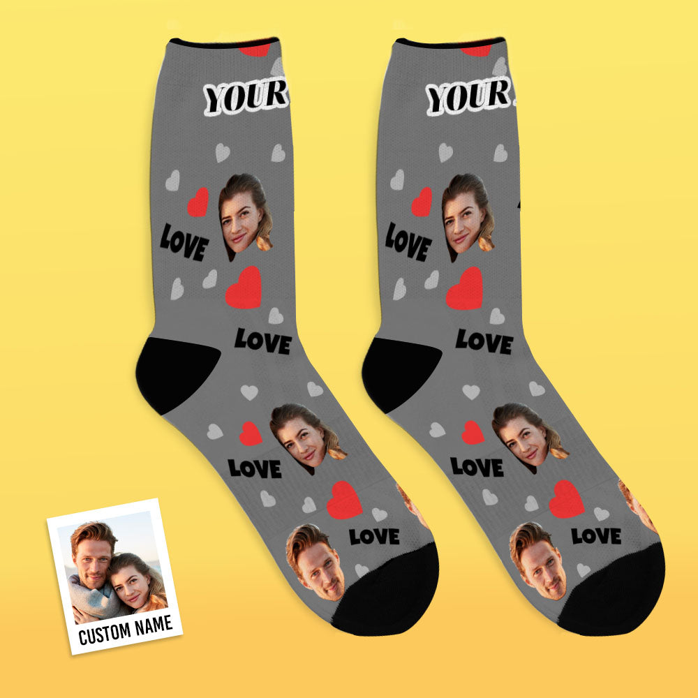 Custom Face Socks Personalized Photo Socks Gift For Family - Love