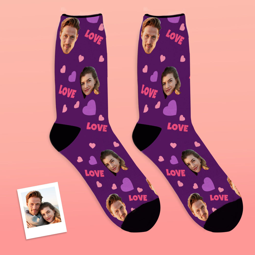 Custom Face Socks Personalized Photo Socks Gift For Family - Love