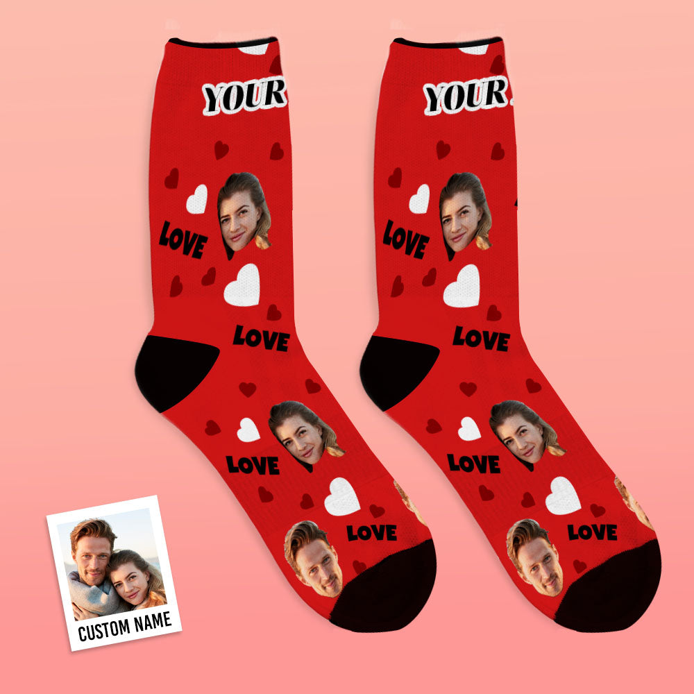 Custom Face Socks Personalized Photo Socks Gift For Family - Love