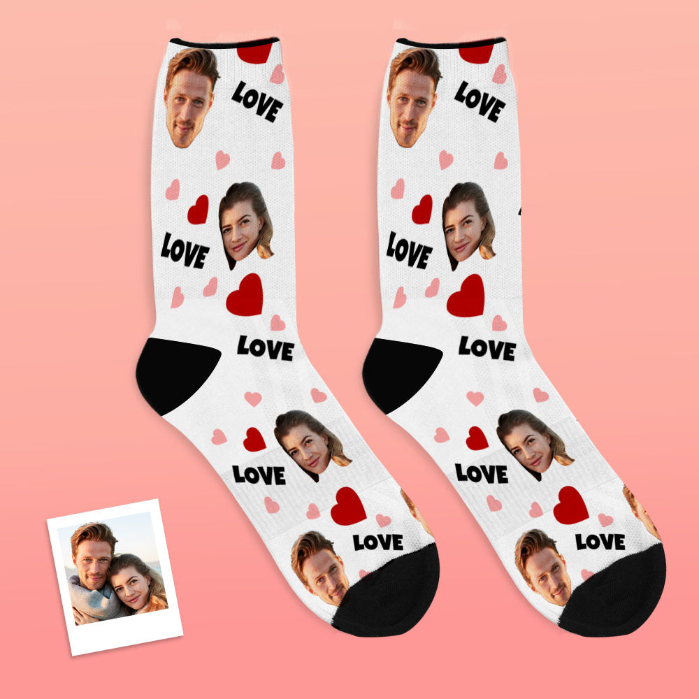 Custom Face Socks Personalized Photo Socks Gift For Family - Love