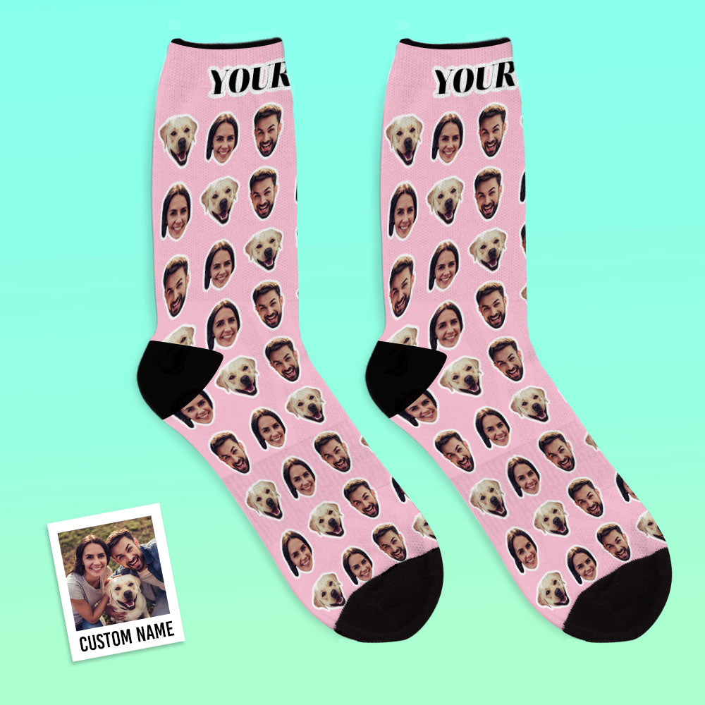 Online Preview Custom Face Socks With Your Photo - Two Faces