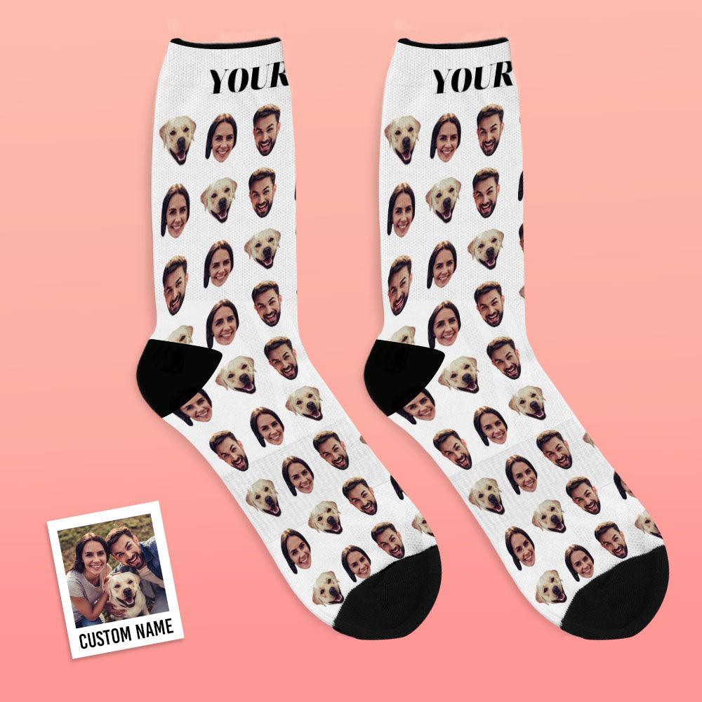 Online Preview Custom Face Socks With Your Photo - Two Faces