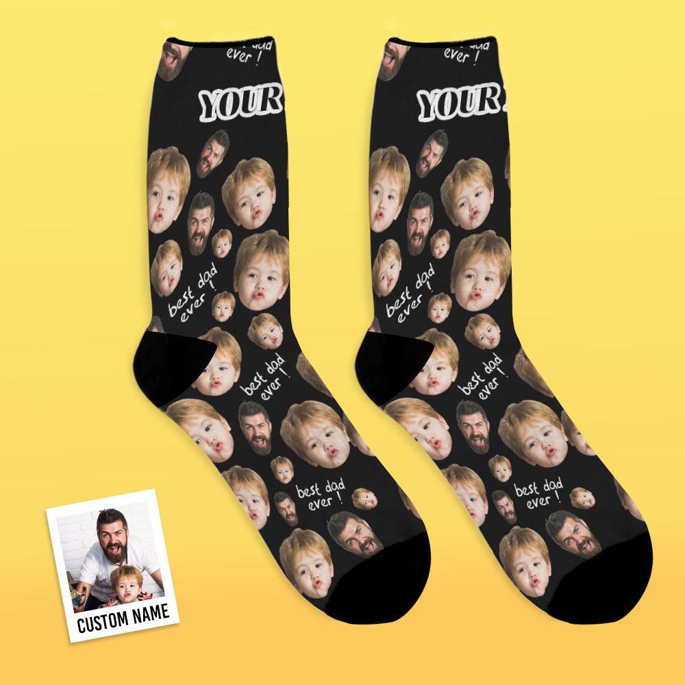 Father's Day Gifts, Custom Face Socks To The Best Dad - Black