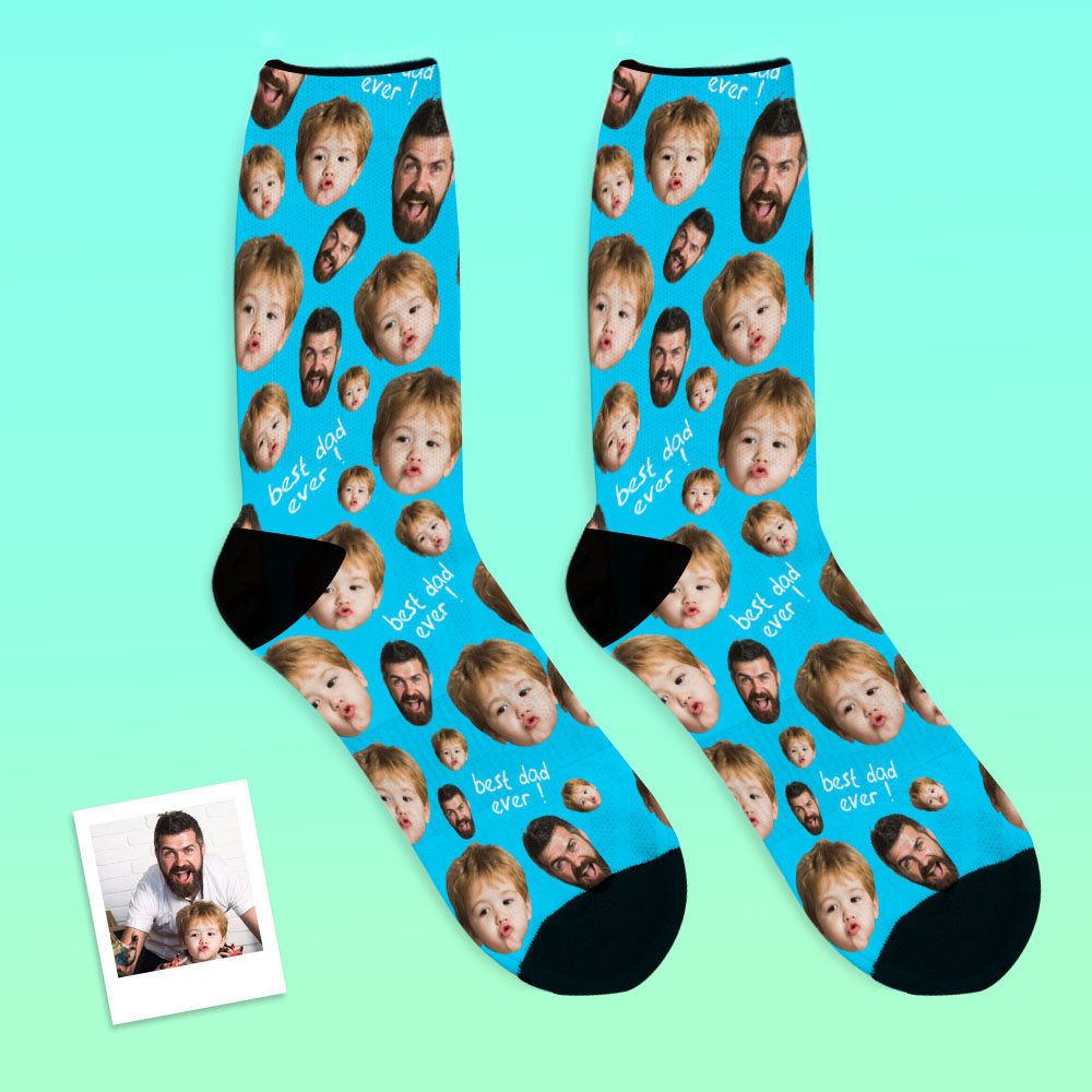 Father's Day Gifts, Custom Face Socks To The Best Dad - Black